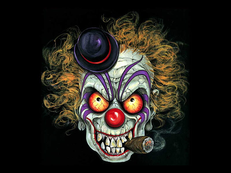 Clown, cigar, scary, evil, horror, HD wallpaper