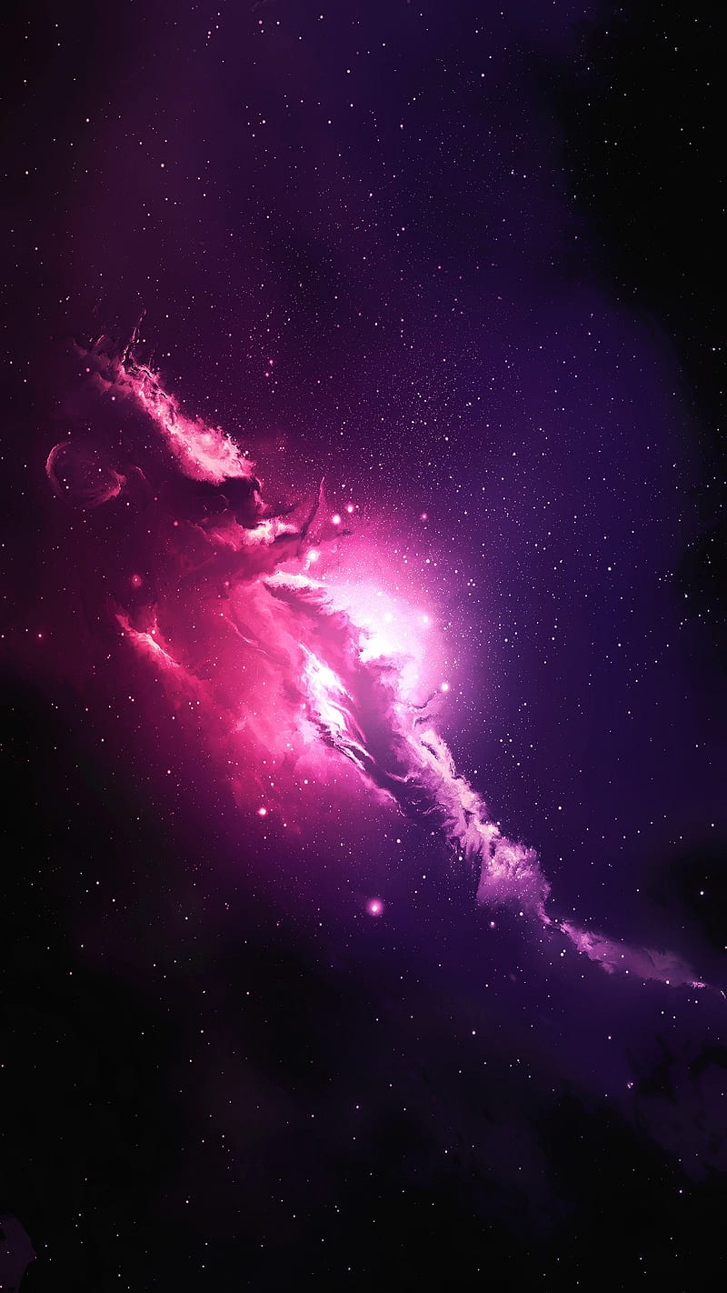 Purple Nebula , galaxy, space, stars, universe, HD phone wallpaper
