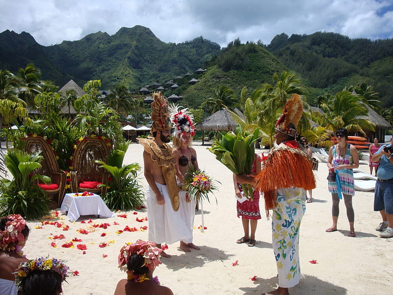 Polynesian Tahitian Wedding in Bora Bora, polynesia, resort, french, retreat, marriage, atoll, lagoon, beach, luxury, maori, islands, tahitian, vow, honeymoon, pacific, south, paradise, vows, seas, southseas, sea, bora bora, sand, tribal, polynesian, blue, couple, hotel, exotic, wedding, spa, island, tropical, HD wallpaper