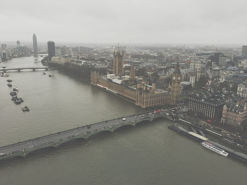 aerial view of London England Big Ben, HD wallpaper