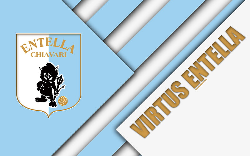 Virtus Entella FC material design, Chiavari Entella logo, blue white abstraction, emblem, Italian football club, Chiavari, Italy, Serie B, HD wallpaper