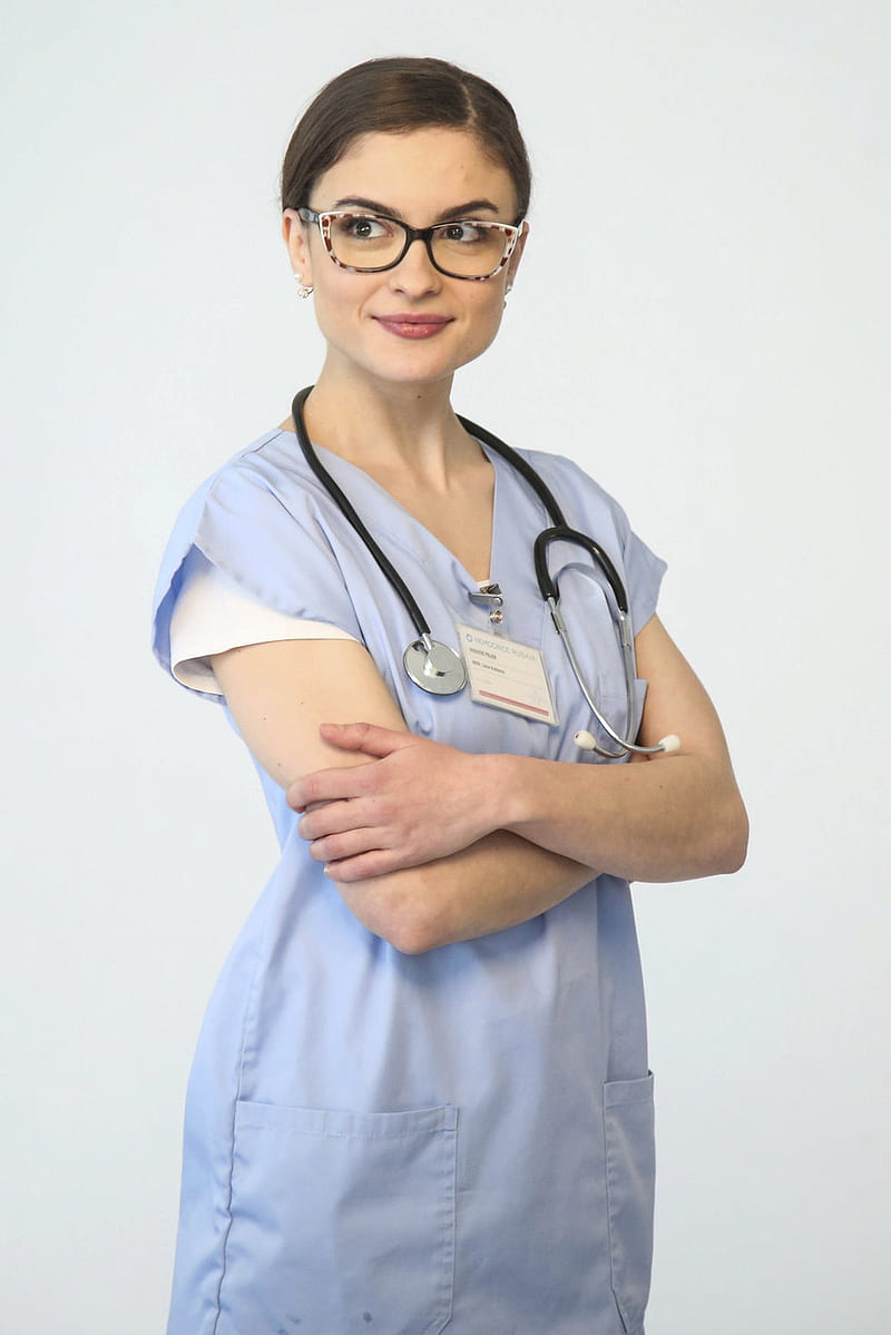 big boobs, Viola Bailey, blonde, simple background, nurse outfit