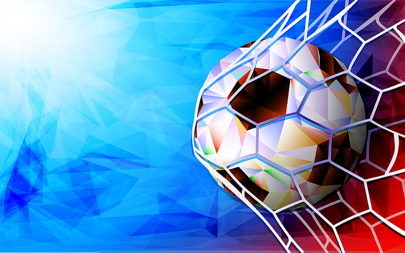 FIFA World Cup 2018, goal, low poly, Russia 2018, art, FIFA World Cup Russia 2018, soccer, FIFA, football, Soccer World Cup 2018, creative, HD wallpaper