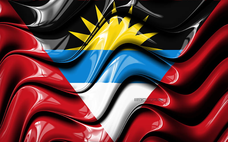 Antigua and Barbuda flag North America, national symbols, Flag of Antigua and Barbuda, 3D art, Antigua and Barbuda, North American countries, Antigua and Barbuda 3D flag, HD wallpaper