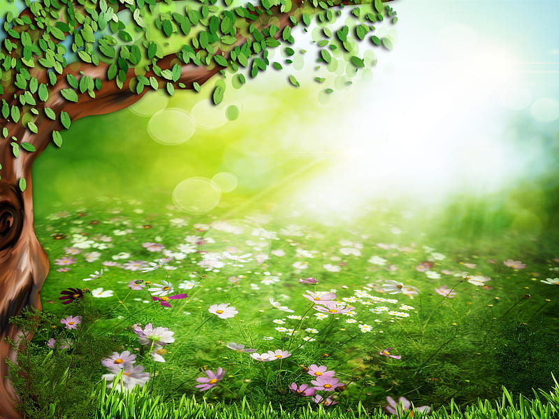green grass with flower background