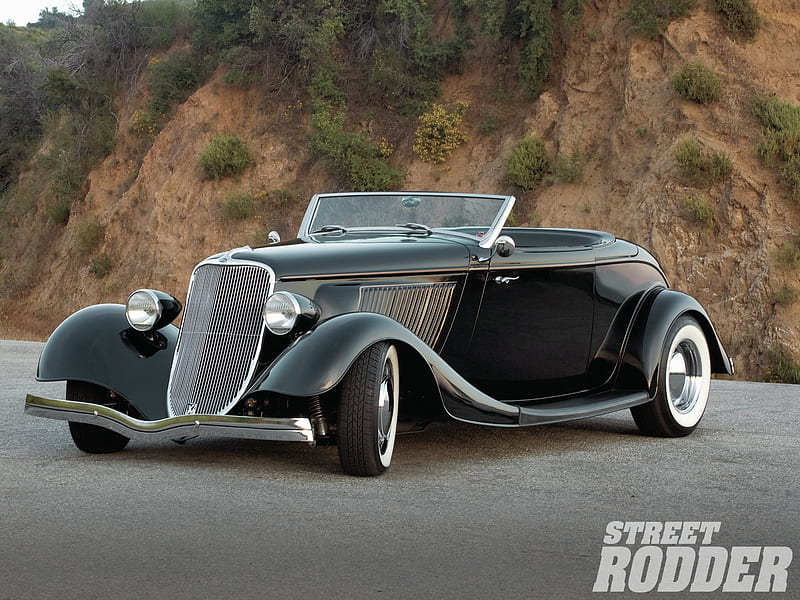 '33 Ford Convertible, 33, rod, custom, antique, hotrod, ford, car, convertible, hot, classic, 1933, street, HD wallpaper
