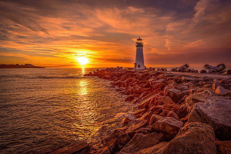 Lighthouse Sunrise And Sunset , lighthouse, sunset, sunrise, nature, HD wallpaper