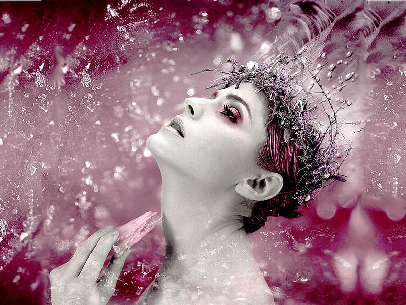 ★QUEEN OF ICE★, sensual, wonderful, magic, women, splendor, love, face, art, lovely, lips, cool, ice, awesome, crown, eyes, emotion, artistic, splendid, charm, queen, bonito, woman, hair, emo, pink, miracle, gorgeous, amazing, female, colors, Fantasy, women art, girl, sentiments, lady, HD wallpaper