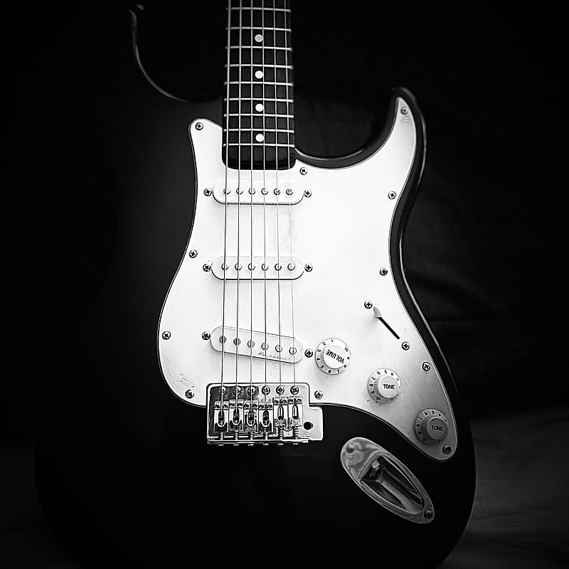 electric guitar, guitar, music, strings, black and white, HD phone wallpaper