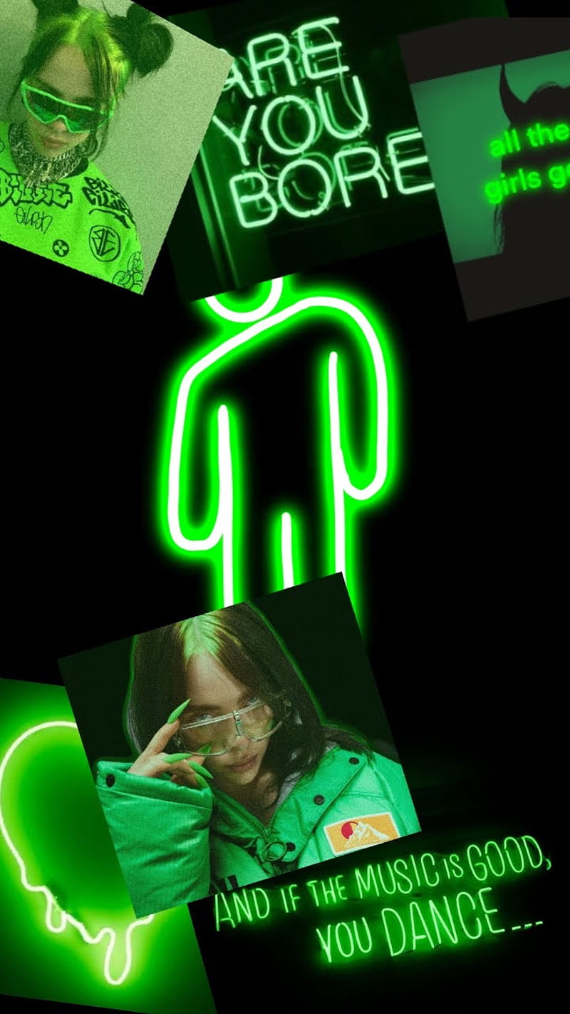 Billie , billie eilish, neon, green, HD phone wallpaper