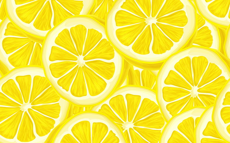 Lemon slices, slice, yellow, paper, white, lemon, pattern, fruit, vara, texture, summer, skin, HD wallpaper
