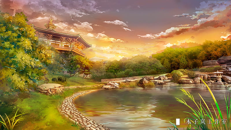Anime, Original, Sky, Lake, HD wallpaper | Peakpx