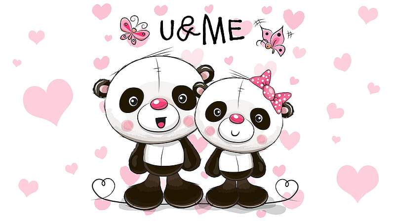 Valentine Bears, Valentines Dayt, corazones, Firefox theme, February, Valentines, panda, teddy bears, cute, whimsical, love, hugs, HD wallpaper