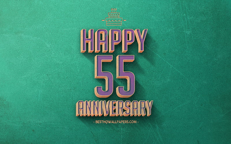 55 Years Anniversary, Turquoise Retro Background, 55th Anniversary sign, Retro Anniversary Background, Retro Art, Happy 55th Anniversary, Anniversary Background, HD wallpaper
