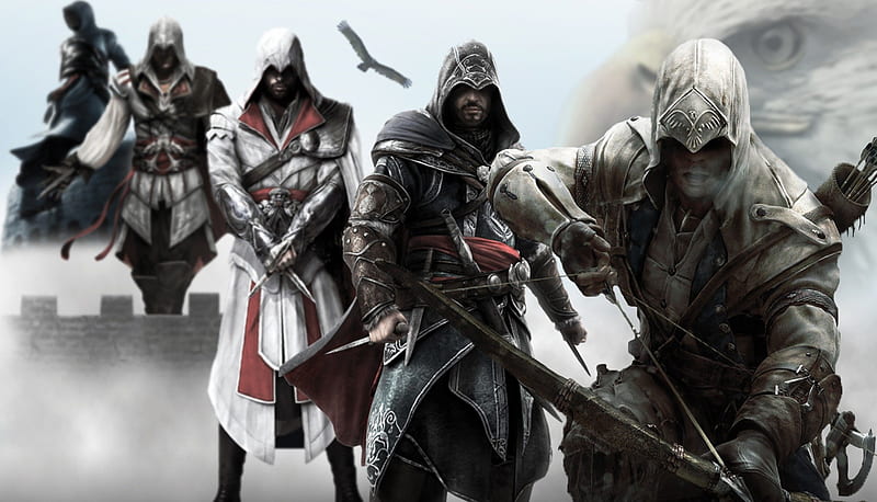 Assassins Creed, altair, conor, ezio, assassin, HD wallpaper