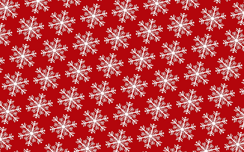 red snowflakes background, red winter background, white snowflakes, winter backgrounds, snowflakes patterns, HD wallpaper