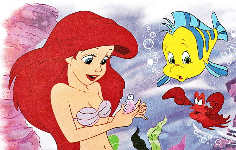 The Little Mermaid, Ariel, Disney, Sebastien, Flounder, HD wallpaper