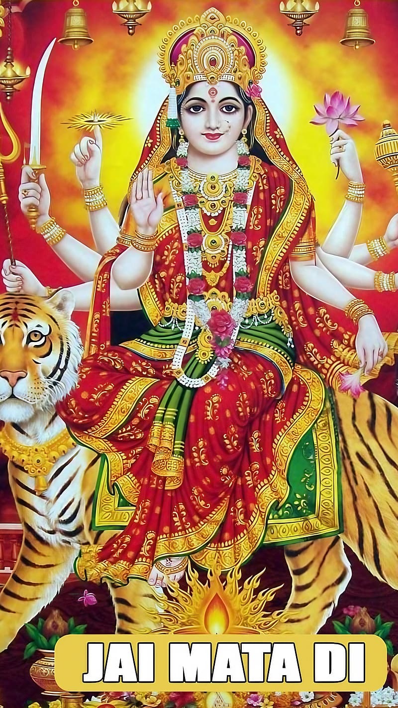 Jay Mata Di, god durga, lord, god, durga, devtional, bhakti, HD phone wallpaper
