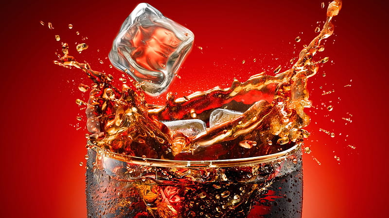 Coca Cola Ice Cubes Splashes Beverages Ice Cube, HD wallpaper