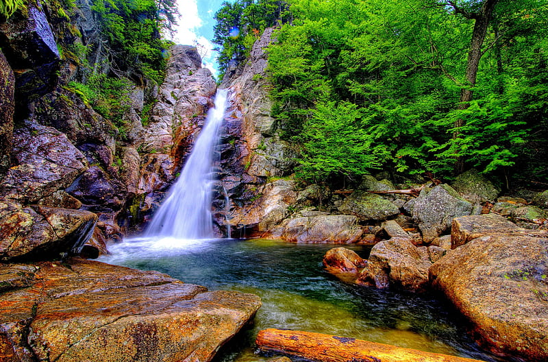 ROCKY FALLS, USA, Ellis, Waterfalls, Rock, Stones Glen, Nature, New Hampshire, HD wallpaper