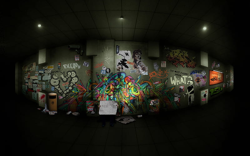 Keeping up with the news, grafitti, transient, tunnel, news, HD wallpaper
