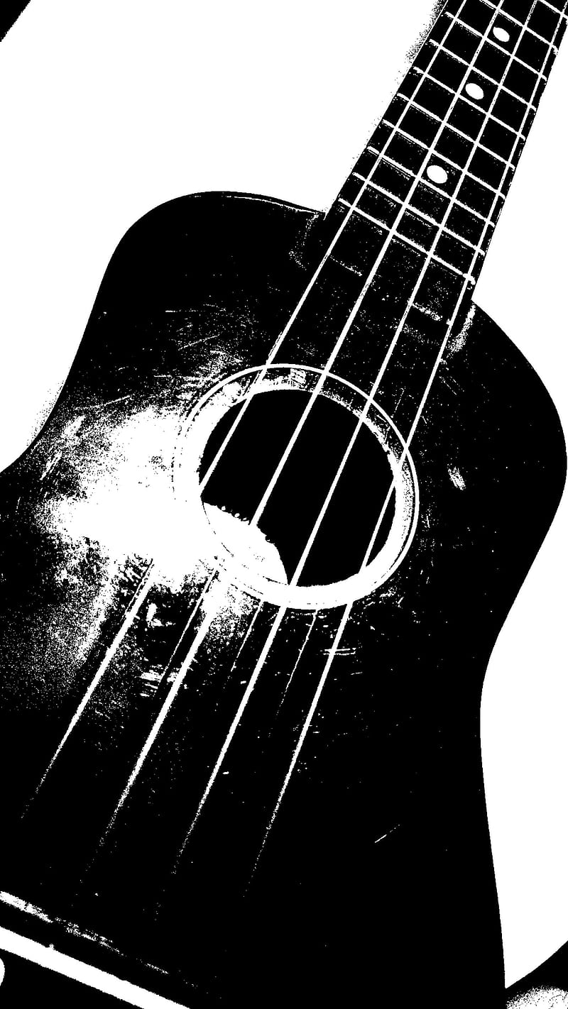 BlackNWhite Ukulele, 2019, black, black and white, guitar, music, uke, ukelele, white, HD phone wallpaper