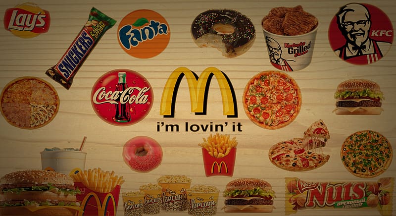 Food, Chocolate, Pizza, Popcorn, Soda, Artistic, Chicken, Doughnut, French Fries, Hamburger, HD wallpaper