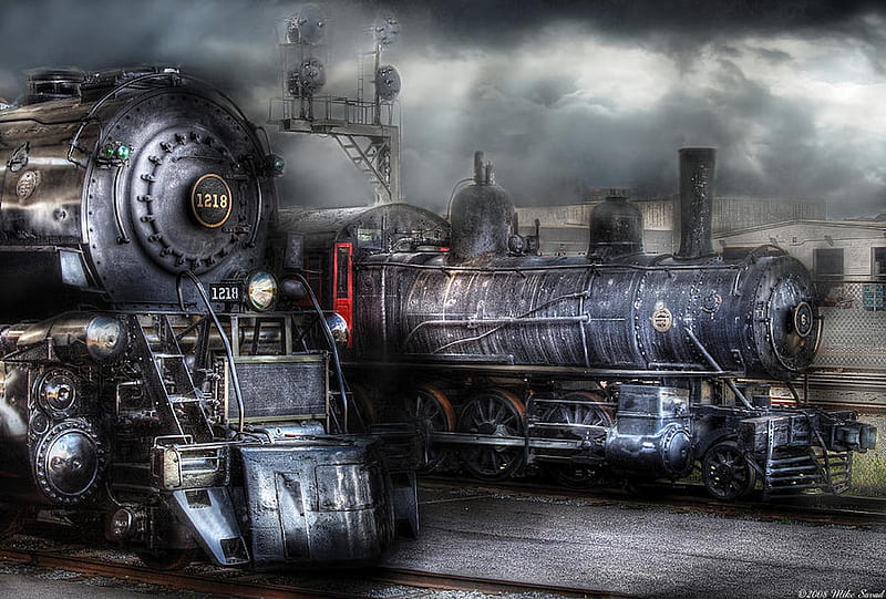 Waiting For Departure locomotive, engine, trains, r, steam, smoke, HD wallpaper
