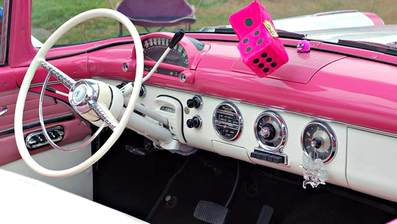 Pink Ladies Car In Grease Movie, Entertainment, Pink Dice, Pink, Ladies, Movie, HD wallpaper