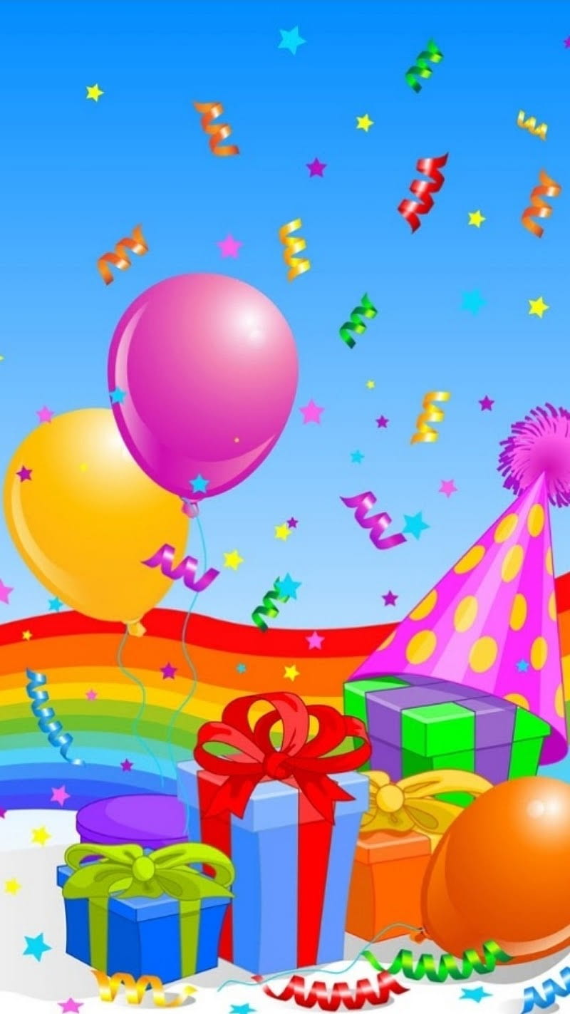 Birtay party, balloons, happy birtay cats, presents, HD phone wallpaper