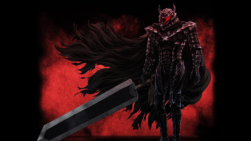 berserk, two handed sword, armor, cape, creepy, Anime, HD wallpaper