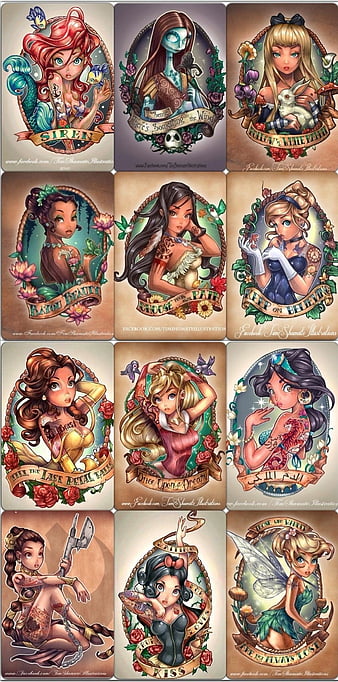 Disney Princesses Transformed Into Tattooed PinUps  DeMilked