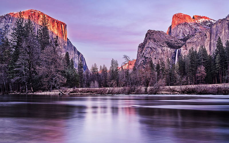 Merced River, autumn, Yosemite Valley, forest, mountains, Yosemite National Park, Sierra Nevada, USA, America, HD wallpaper