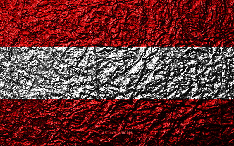Flag of Austria stone texture, waves texture, Austrian flag, national symbol, Austria, Europe, stone background, HD wallpaper