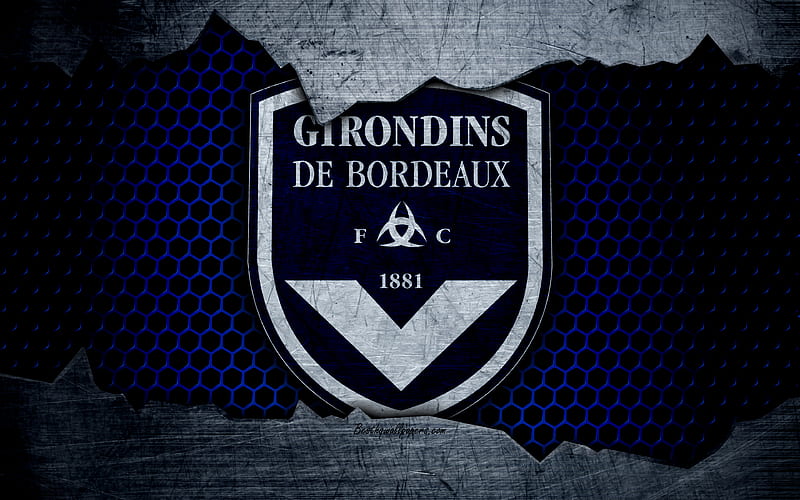 Bordeaux Liga 1, logo, grunge, soccer, football club, metal texture, Ligue 1, art, Bordeaux FC, HD wallpaper