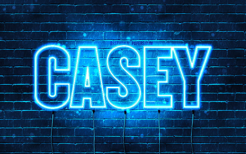 Casey with names, horizontal text, Casey name, blue neon lights, with Casey name, HD wallpaper