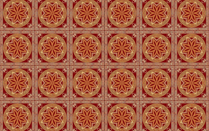 Texture, pattern, orange, flower, mosaic, paper, abstract, HD wallpaper