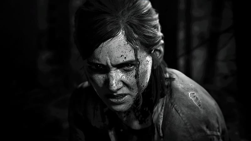 Wallpaper video game, bw, monochrome, the last of us 2, guitar