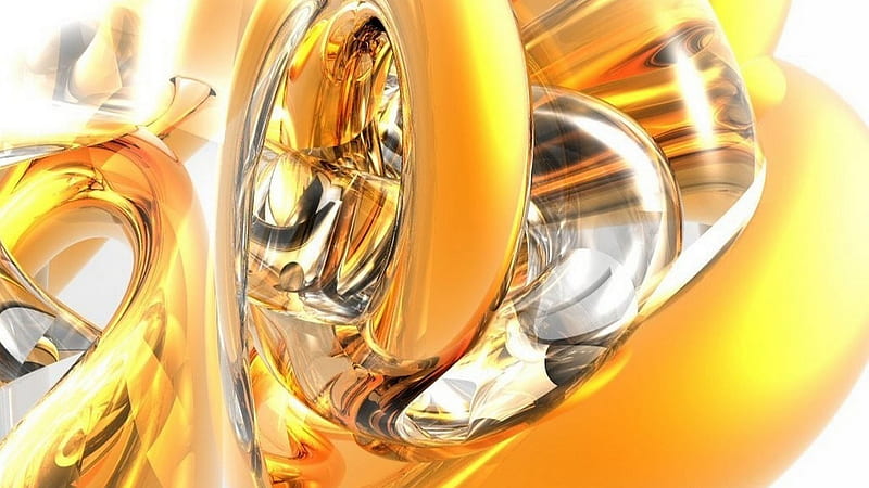 Yellow White Glass Fractal Shape Pattern Abstraction Abstract, HD wallpaper