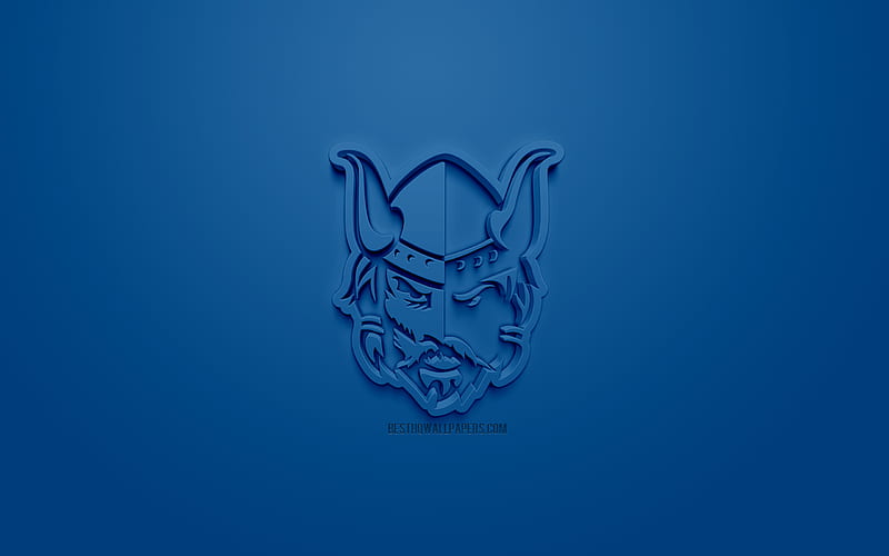 Mikkelin Jukurit, Finnish ice hockey club, creative 3D logo, blue background, 3d emblem, Liiga, Mikkelin, Finland, 3d art, ice hockey, Mikkelin Jukurit 3d logo, HD wallpaper