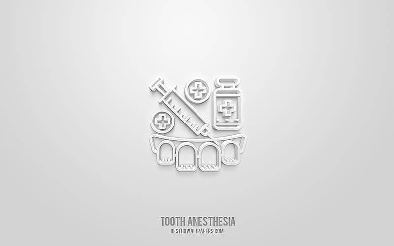 Dental anesthesia 3d icon, white background, 3d symbols, Dental anesthesia, Medicine icons, 3d icons, Dental anesthesia sign, Medicine 3d icons, HD wallpaper