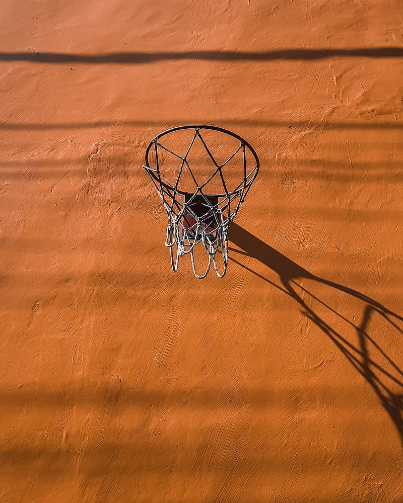 basketball hoop, basketball, wall, orange, HD phone wallpaper