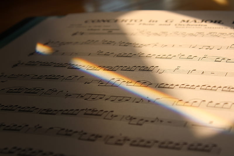 sheet music, rainbow, ray, music, HD wallpaper