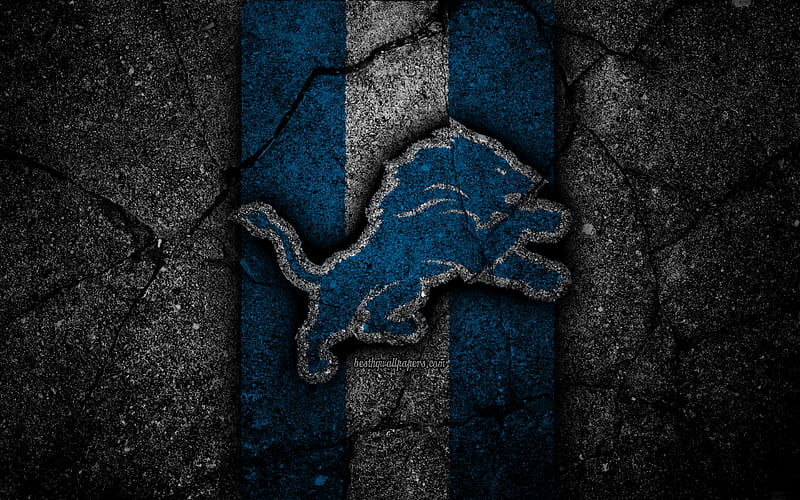 Detroit Lions, logo, black stone, NFL, NFC, american football, USA, art, asphalt texture, South Division, HD wallpaper