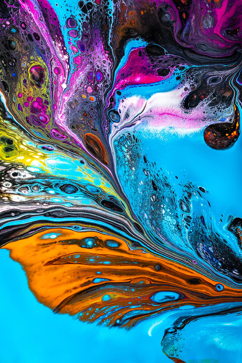 paint, stains, colorful, abstraction, mixing, HD phone wallpaper