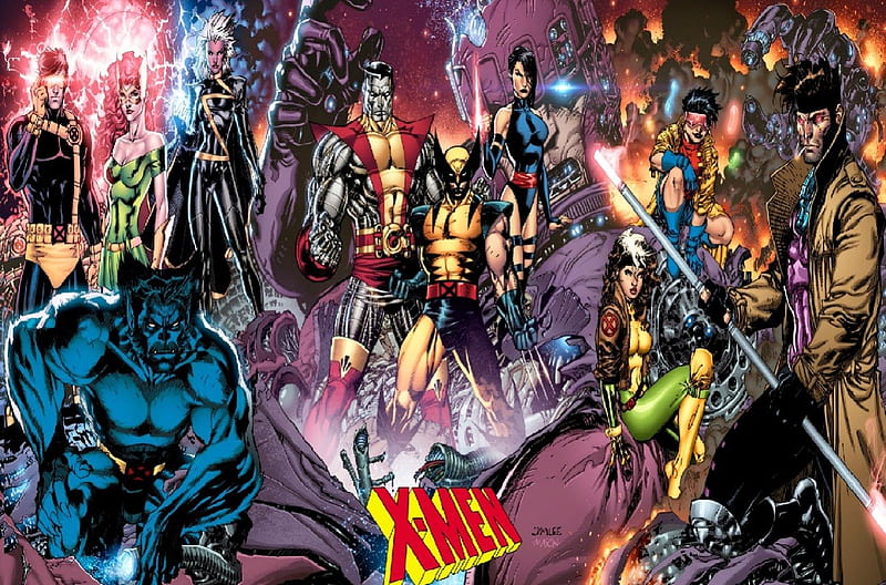 Uncanny X-Men, Jean Grey, Colossus, Psylocke, Beast, Wolverine, Gambit, Jubilee, Cyclops, Storm, HD wallpaper
