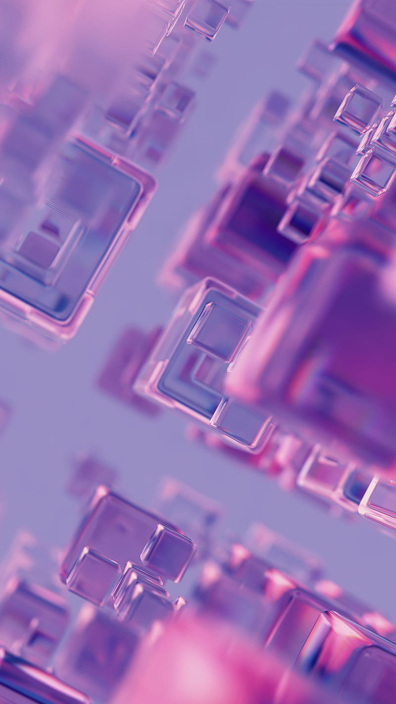 Glass cubic world, abstract, background, bonito, boxes, cube, cute, eye candy, girly, grid, iCreate™, pink, pretty, purple, reflections, space, HD phone wallpaper