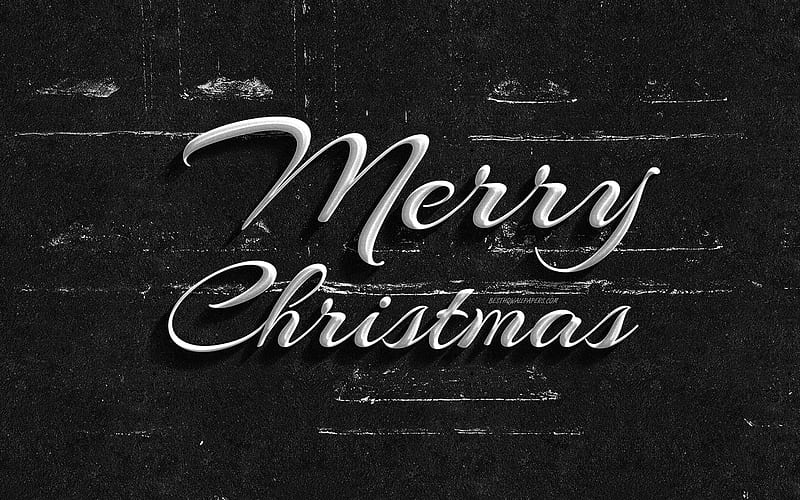 Merry Christmas, retro typography, creative, gray background, xmas decoration, Merry Xmas, HD wallpaper
