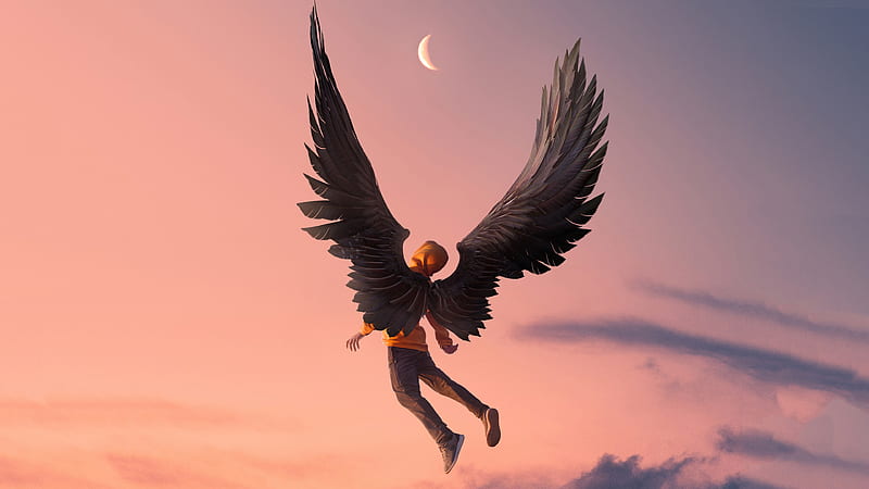 Angel Boy Living The Dream , angel, wings, artist, artwork, digital-art, HD wallpaper