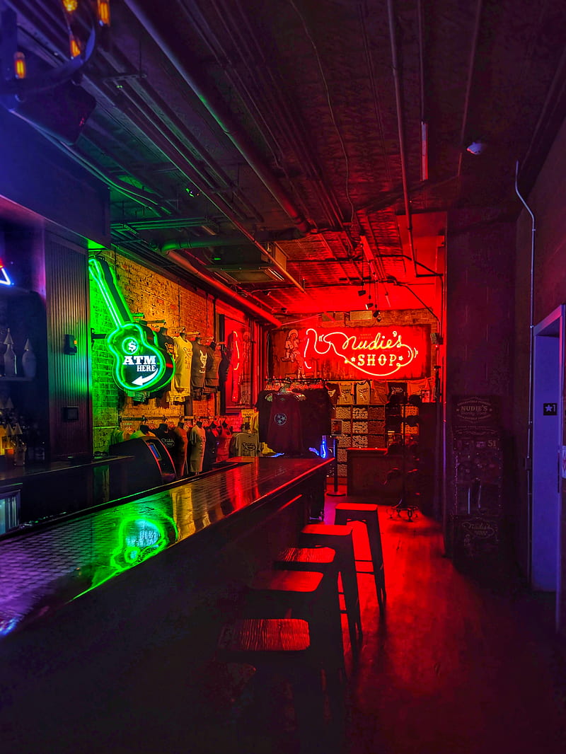 Nashville, club, guitar, neon, nightlife, HD phone wallpaper